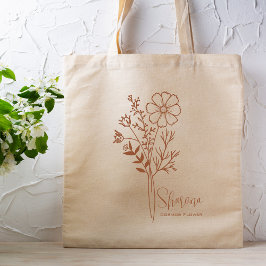Bolso De Tela Flor Personalizada del Mes de Nacimiento Octubre B