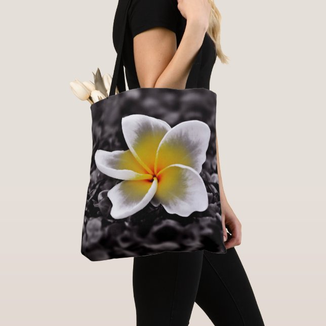 Bolso De Tela Flor Plumeria Frangipani Hawaii (Detalle)