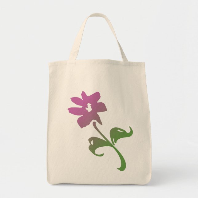 Bolso De Tela Flor Poetica Rosa y Verde (Frente)