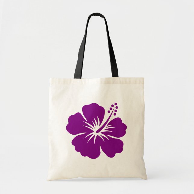 Bolso De Tela Flor púrpura de la hawaiana del hibisco (Frente)