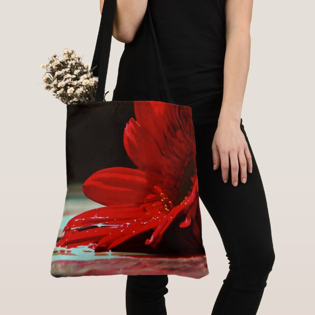Bolso De Tela Flor Red Daisy Gerbera (Detalle)