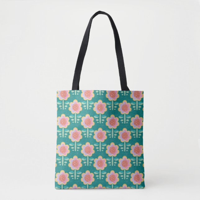 Bolso De Tela Flor retro de primavera (Anverso)