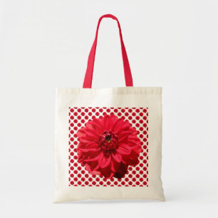 Bolso De Tela Flor roja botánica de la dalia
