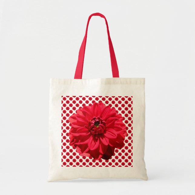 Bolso De Tela Flor roja botánica de la dalia (Frente)
