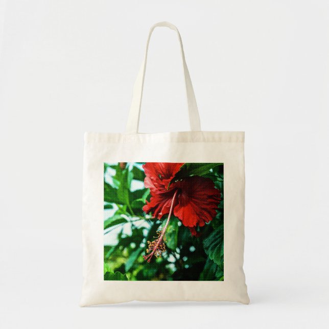 Bolso De Tela Flor roja hibiscus (Frente)