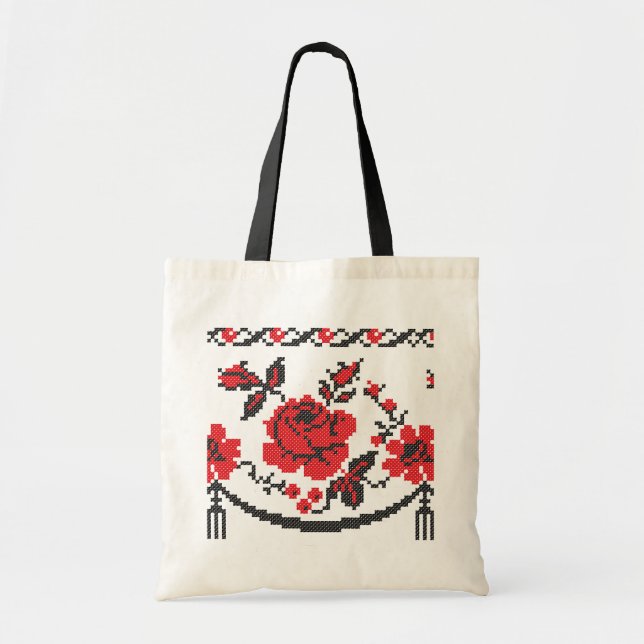 Bolso De Tela flor Rosa (Frente)