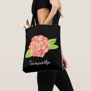 Bolso De Tela Flor Rosa