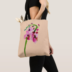 Bolso De Tela Flor rosa acuarela Verbascum rubia
