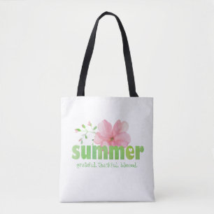 Bolso De Tela Flor rosa bendita de verano acuarela