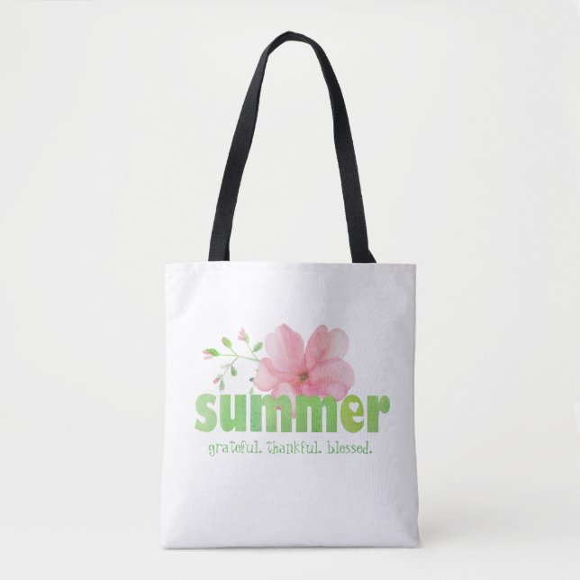 Bolso De Tela Flor rosa bendita de verano acuarela (Anverso)