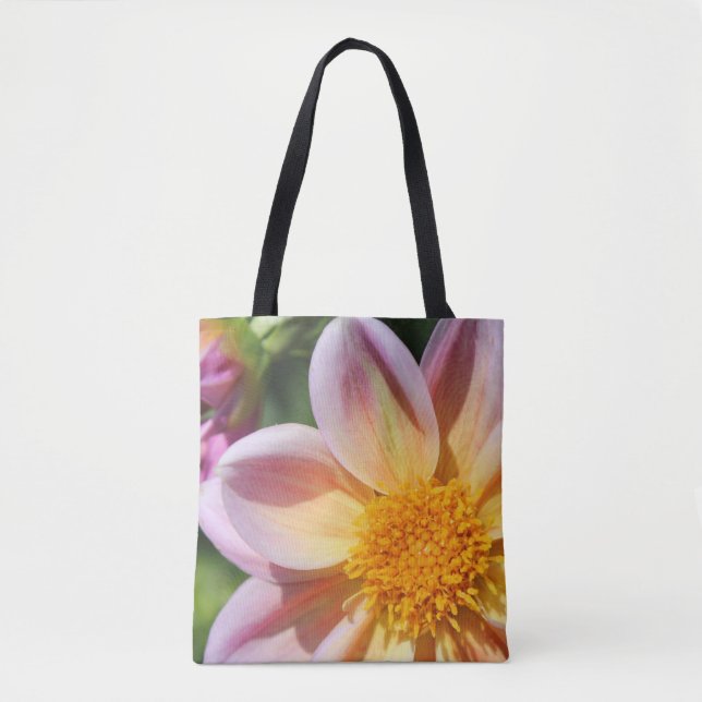 Bolso De Tela flor rosa, centro amarillo brillante - foto macro (Anverso)