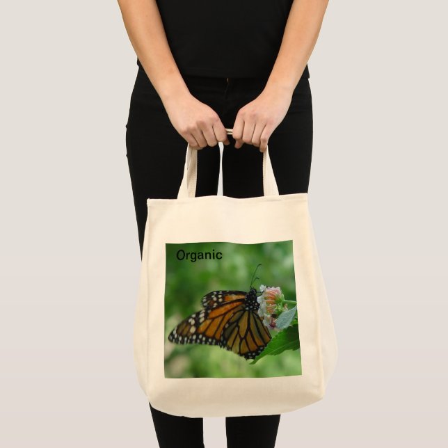Bolso De Tela Flor rosa de mariposa monarca Orgánica (Anverso (producto))