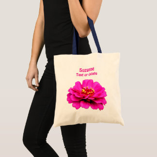 Bolso De Tela Flor rosa de zinnia personalizada