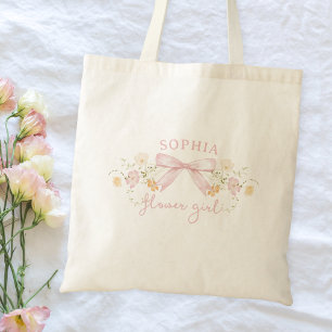 Bolso De Tela Flor rosa dulce y flores silvestres Chica moderna