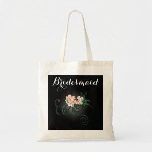 Bolso De Tela Flor rosa en regalo de dama de honor negra