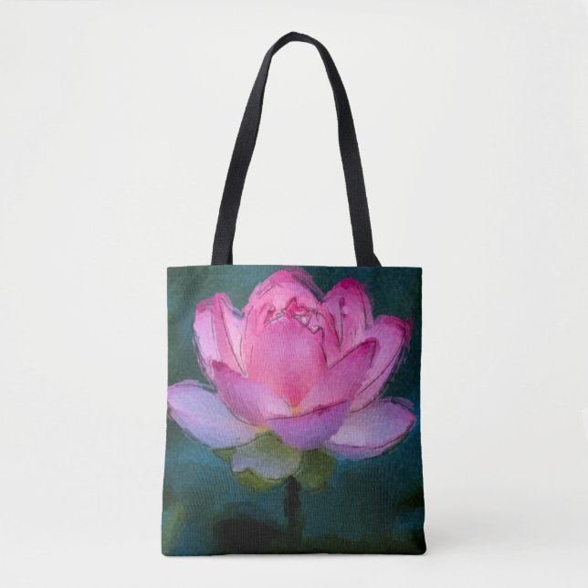 Bolso De Tela Flor rosa Lotus (Anverso)