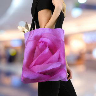 Bolso De Tela Flor rosa morada rosa foto audaz simple