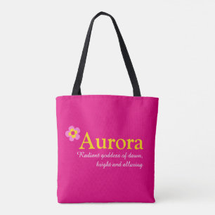 Bolso De Tela Flor rosa nombre personalizado Aurora y significad