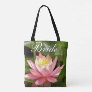 Bolso De Tela Flor rosa personalizada con Nombre Novia y fecha