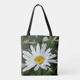 Bolso De Tela Flor rosa personalizada con Nombre Novia y fecha