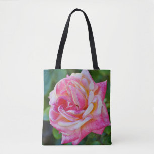 Bolso De Tela Flor rosa rosa y Tote de patrón