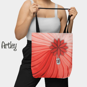 Bolso De Tela Flor rosa Tejido de tela Metalizado Etiqueta de pe