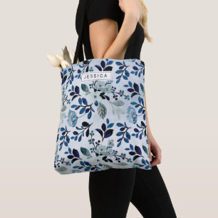 Bolso De Tela Flor salvaje azul personalizado