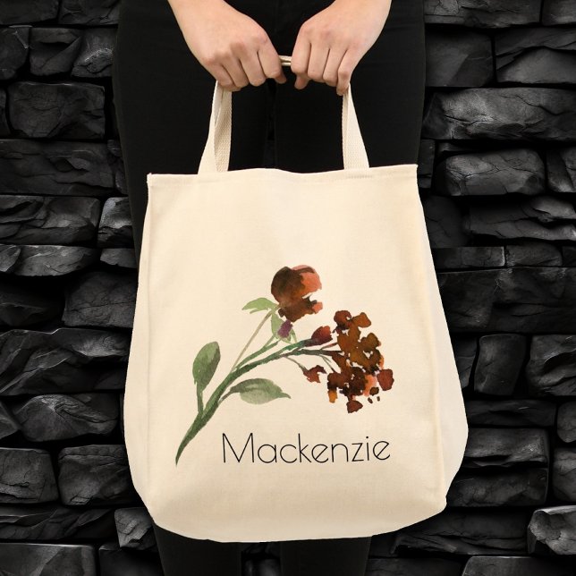 Bolso De Tela Flor salvaje | Terracotta Naranja Personalizado Bo (Subido por el creador)