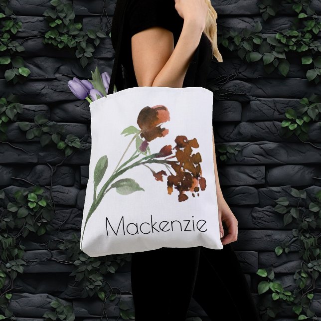 Bolso De Tela Flor salvaje | Terracotta Naranja Personalizado Bo (Subido por el creador)