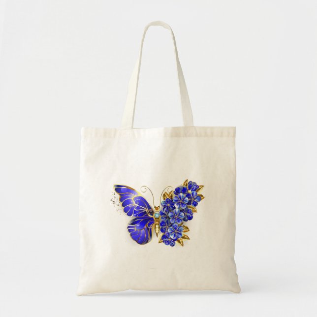 Bolso De Tela Flor Sapphire Mariposa (Frente)
