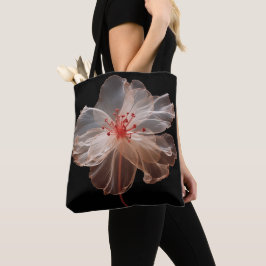 Bolso De Tela Flor translúcida elegante sobre negro