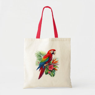 Bolso De Tela Flor tropical de macao rojo