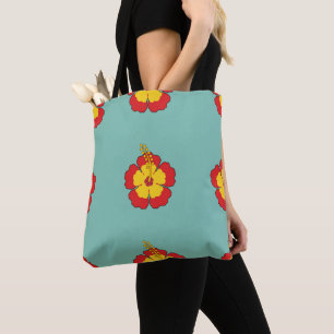 Bolso De Tela Flor tropical hibiscus roja