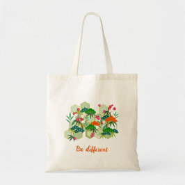 Bolso De Tela Flor verde y naranja Tote Bag