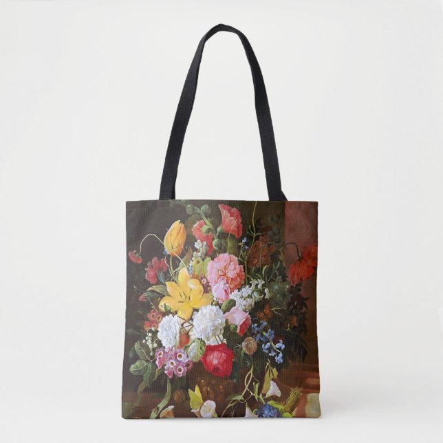 Bolso De Tela Flor Vida De Los Rosas Tulipanes Y Violetas (Anverso)