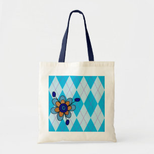 Bolso De Tela Flor y arglos azules
