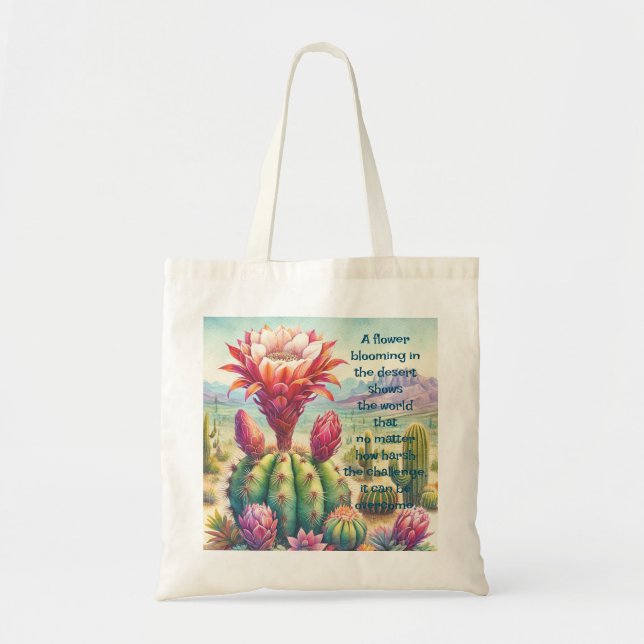 Bolso De Tela Flor y cotización de cactus de antorcha (Frente)