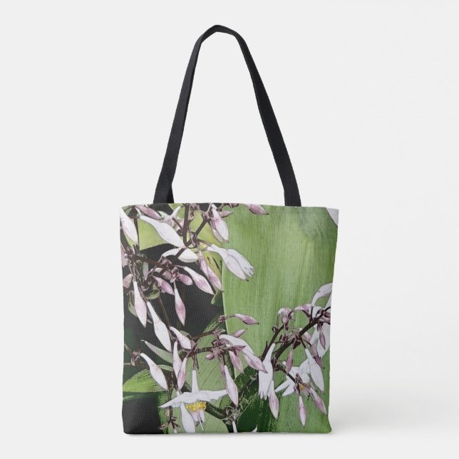 Bolso De Tela flor y hoja de campana rosa pálido (Reverso)