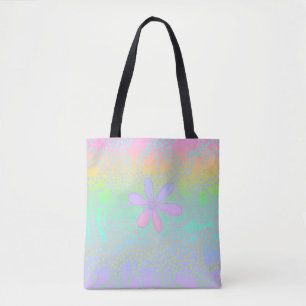 Bolso De Tela Flor y puntos de arcoiris pastel