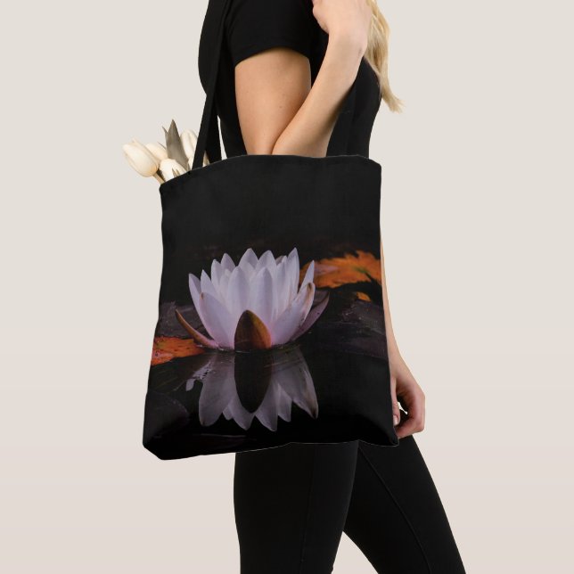 Bolso De Tela Flor Zen White Lotus (Detalle)