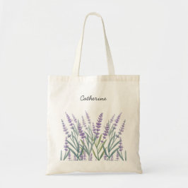 Bolso De Tela Flora acuarela de lavanda morada