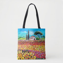 Bolso De Tela FLORA EN TUSCANIA PANTALONES Y girasoles