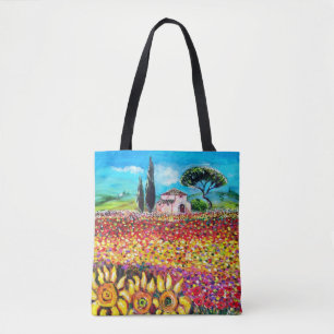 Bolso De Tela FLORA EN TUSCANIA PANTALONES Y girasoles