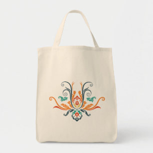 Bolso De Tela Flora Geométrica De Damasco Clásica Con Ramas