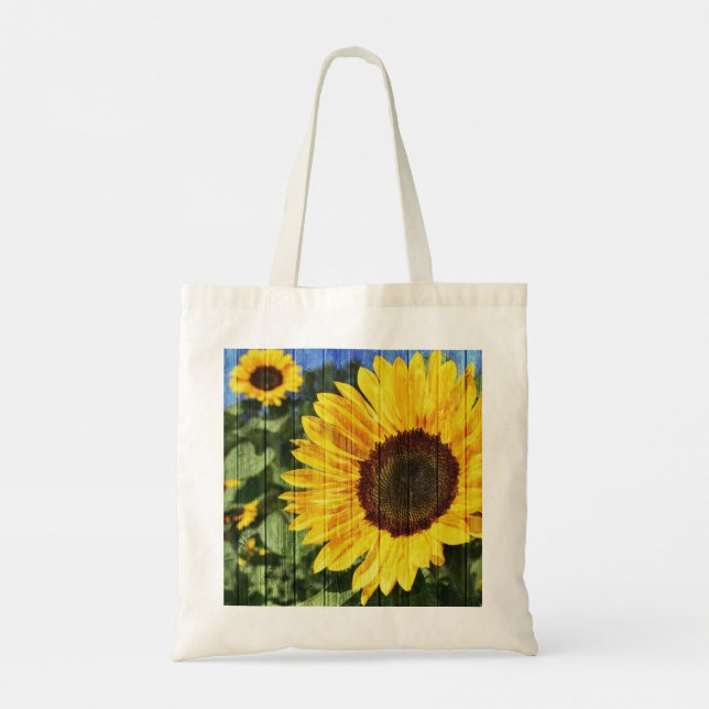 Bolso De Tela Flora pintada de girasoles (Reverso)