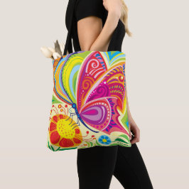 Bolso De Tela Flora Revoloteando Iluminada por el Sol