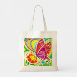 Bolso De Tela Flora Revoloteando Iluminada por el Sol