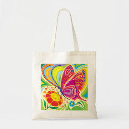 Bolso De Tela Flora Revoloteando Iluminada por el Sol