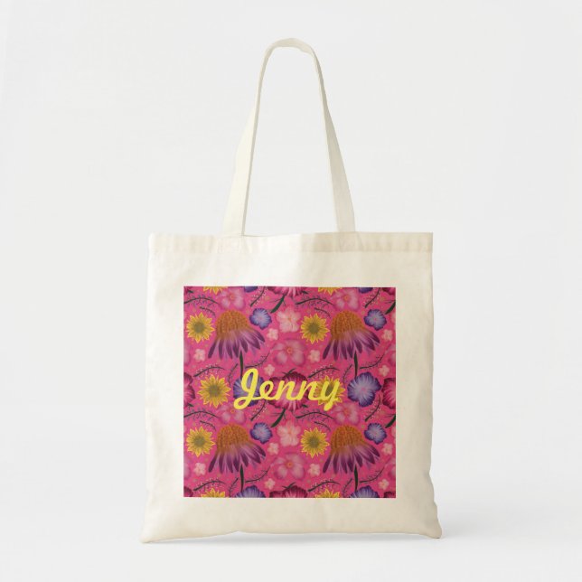 Bolso De Tela Flora rosa silvestre personalizada (Frente)
