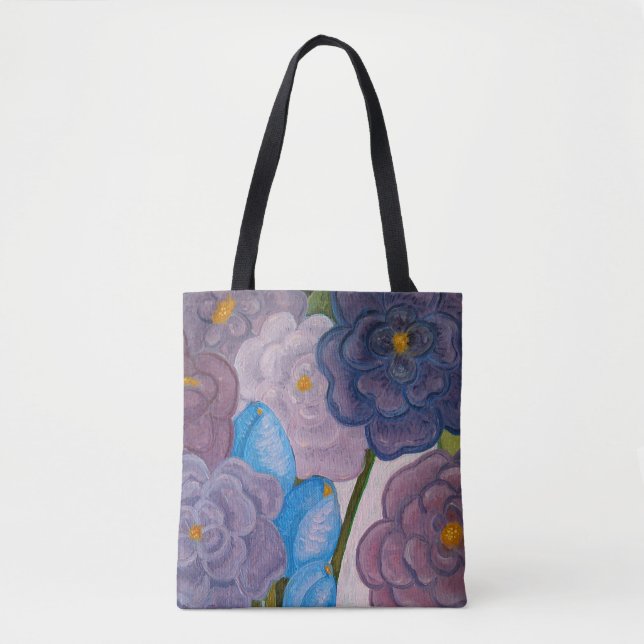 Bolso De Tela Floraciones en gris (Anverso)